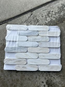 Angora Ellipse 12 in. x 12 in. Polished Marble Mesh-Mounted Mosaic Floor and Wall Tile