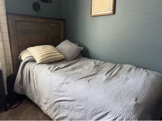 Headboard, mattress, box springs, and frame