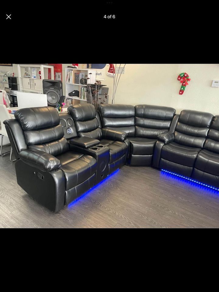 🌹Beautiful Sectional w/ Recliners con Bluetooth,USB,Lights💜