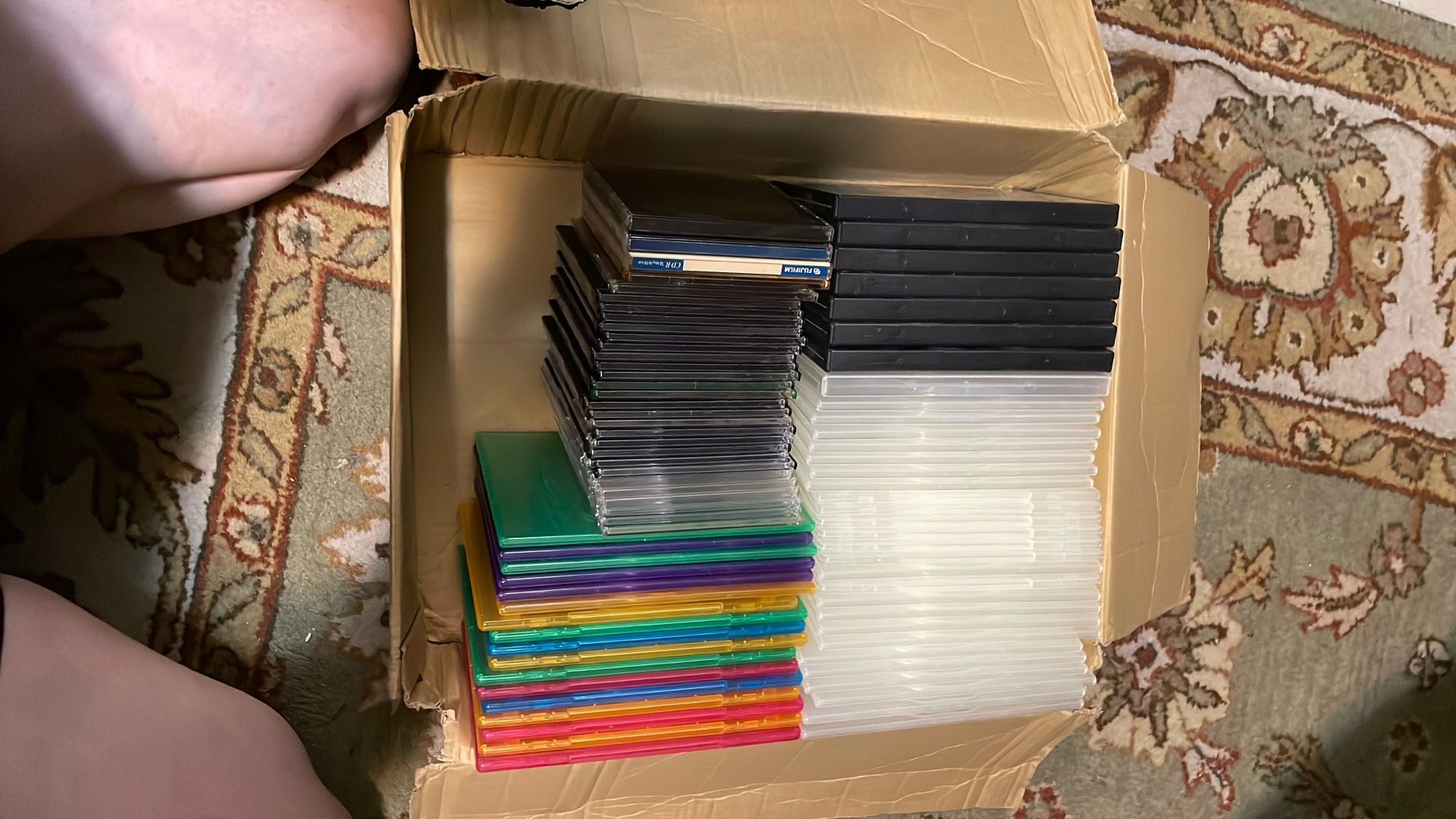 Box Of 80 CD/DVD Cases Variety Of Sizes And Colors