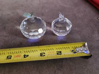 Crystal Glass Apple Figurines Set of 2