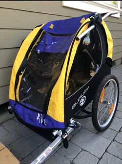 Burley D'Lite Child/Pet Bike Trailer / Stroller – Purple & Yellow