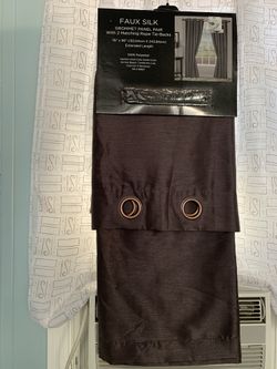 Panel Pair Faux Silk Curtain with 2 matching rope