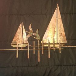Curtis Jere Brass Sailboats Waterfront Wall Sculpture 