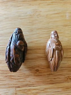 Vintage Chinese Hand-carved God Of Longevity and Buddha Statue, read description