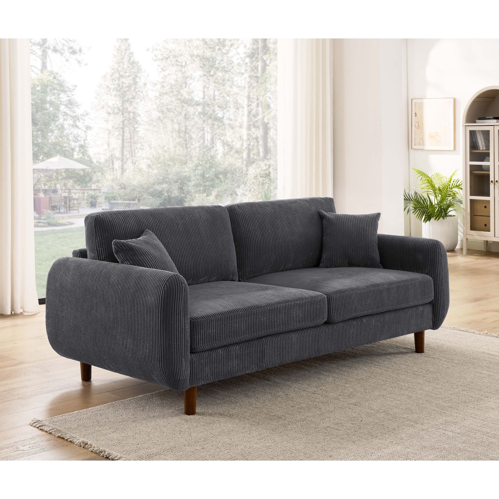 Almost New Dark Grey 84.5 Inches  Couch Sofa