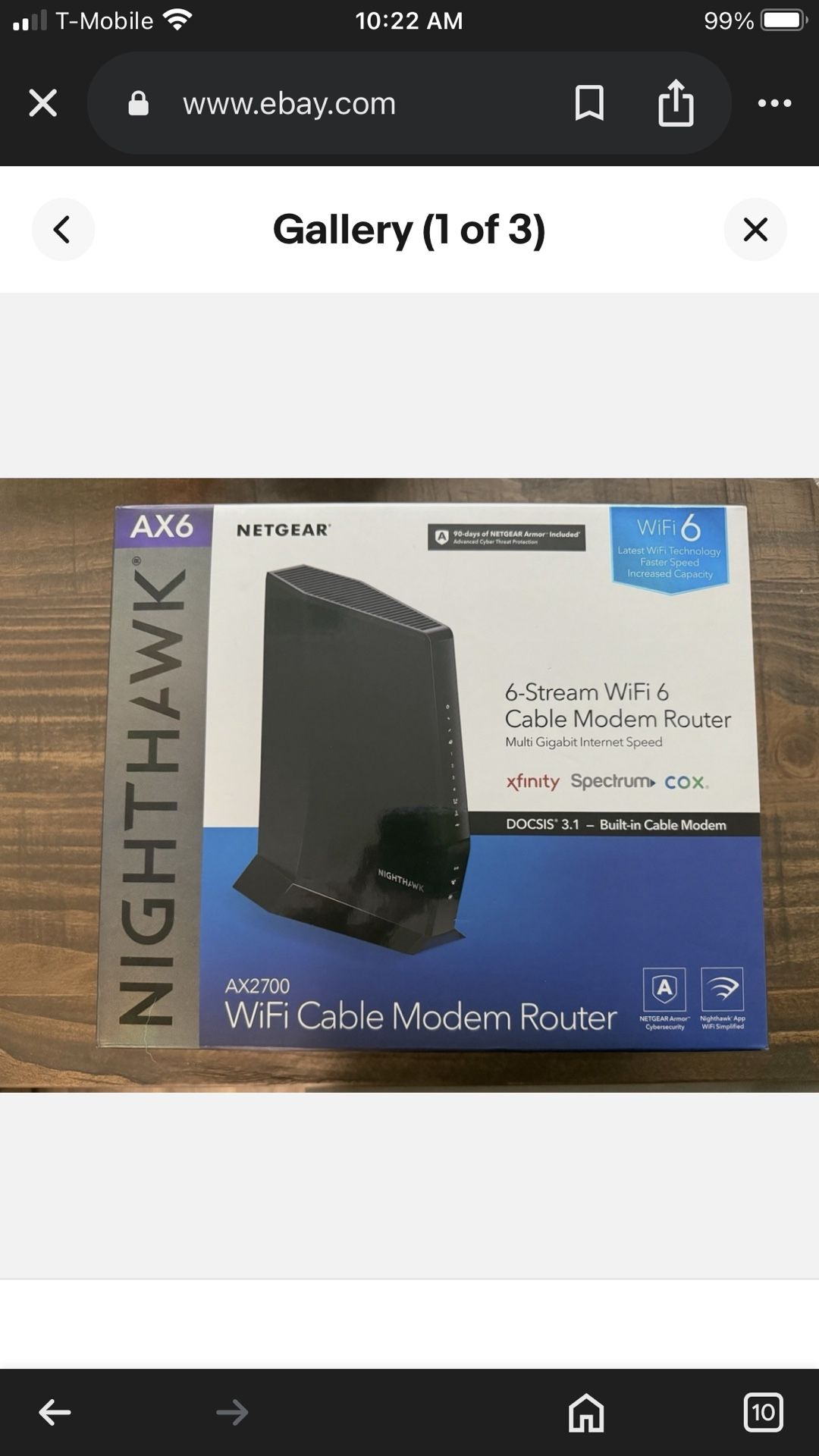 NetGear AX2700 6 Stream Wi-Fi Cable Modem Router
