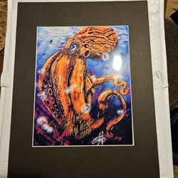 Octopus Ocean Nautical Art Print Signed Artist