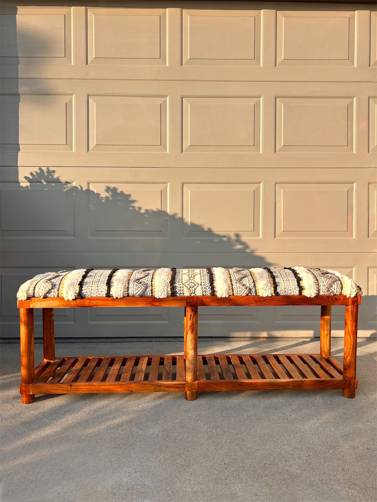 Solid Wood Bench w/ Upholstered Cushion (Excellent Condition)