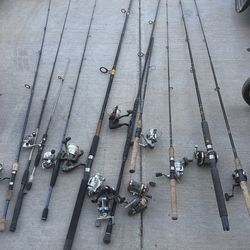 Around 9-10 Complete Fishing Poles