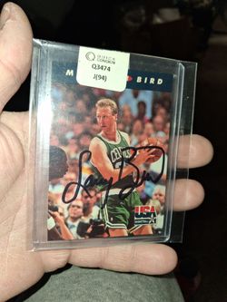 SIGNED LARRY BIRD CELTICS CARD WITH COA