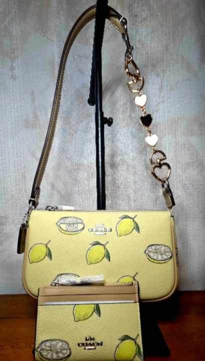 NWT Coach Nolita 19 With lemon print and matching mini skinny ID case