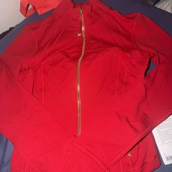 lulu red gold zipper define jacket 