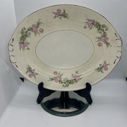 VTG  1940’s Homer Laughlin Georgian Eggshell 13X10” Serving Platter Pink Roses