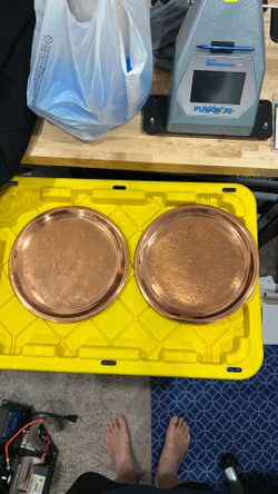 2 Copper Decorative Plates (1 w/small Dent) Used 