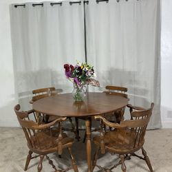 Charming Dining Set With Drop Leaf Table & 4 Tavern Style Chairs SOLID WOOD