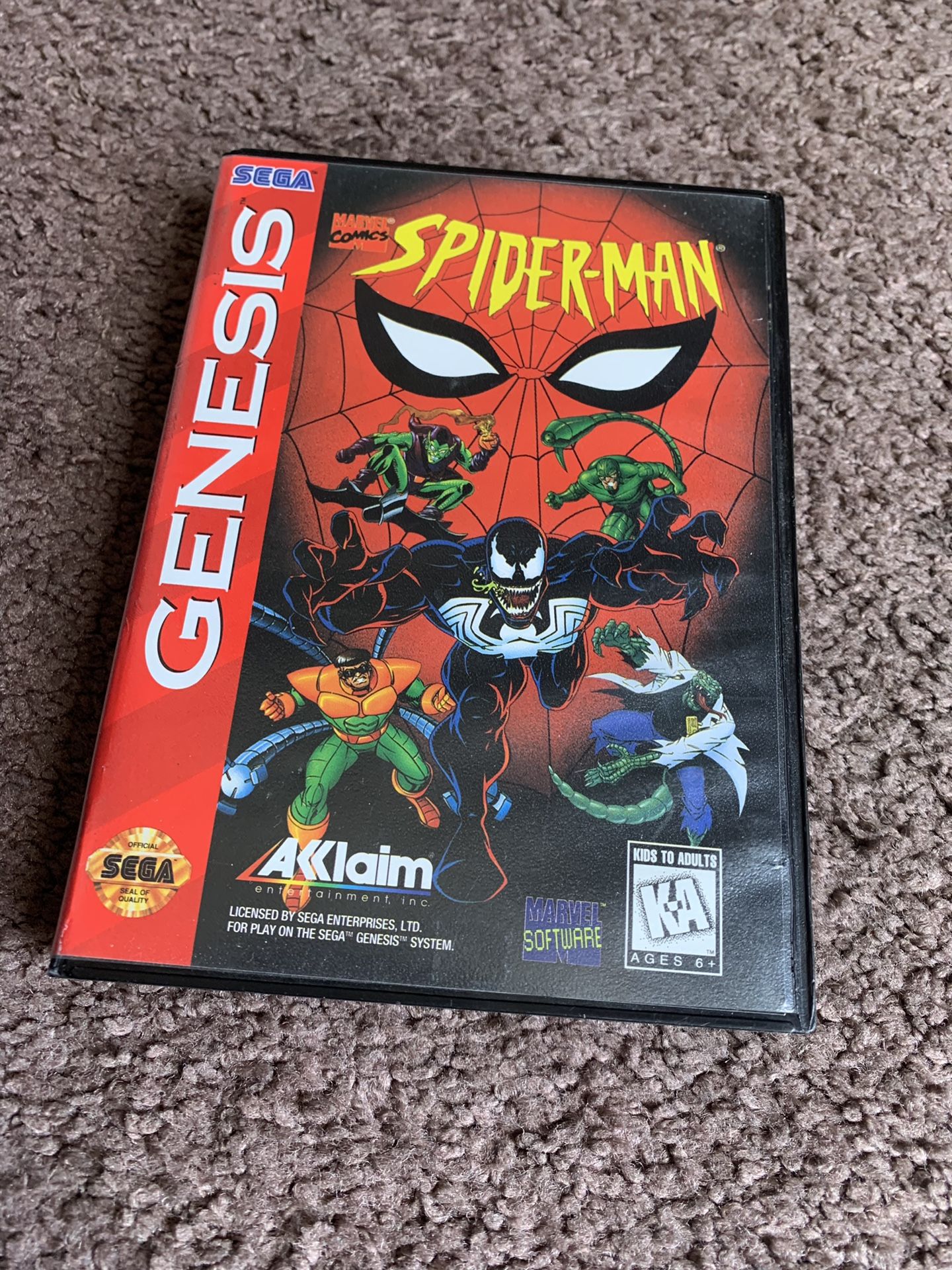 Empty Replacement Case Spider-Man Sega Genesis Authentic Artwork and Shell