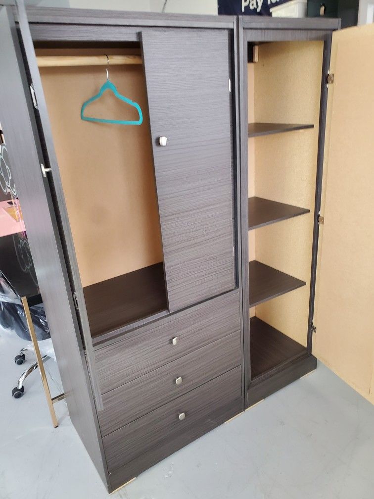 New Large Grey Wardrobe Closet Cabinet With Shelving Storage And Drawers Available In Other Colors Come Visit Our Store In Paramount 