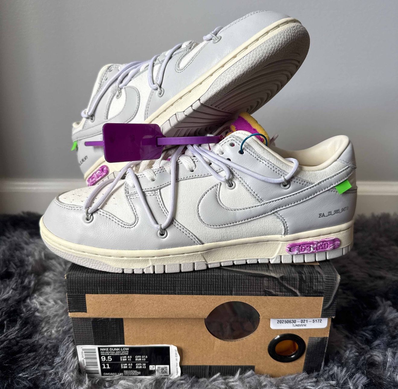Nike Dunk Low x Off-White ‘Lot 3 Of 50’ Size 9.5 Pre-Owned Excellent Condition