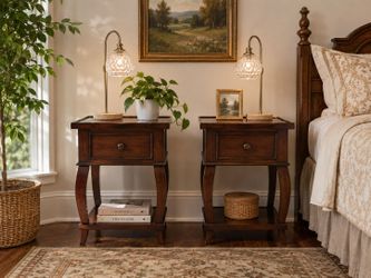 Baker Furniture Milling Road Collection End Tables / Nightstands – Matching Pair