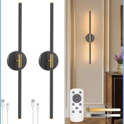 34 Inch Battery Operated Wall Sconce Set of 2, (N48)