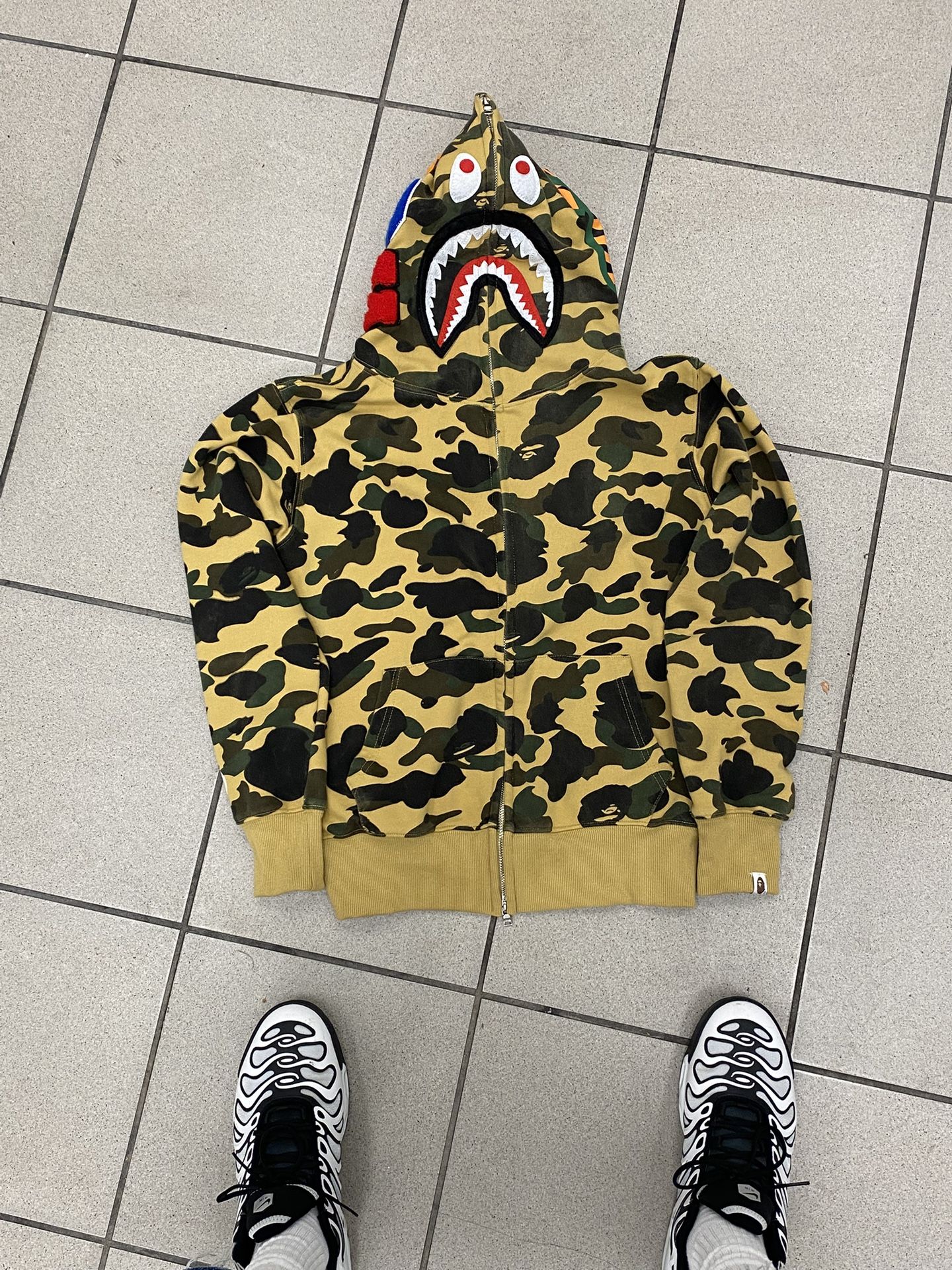 BAPE 1st Camo Shark Full Zip Hoodie Yellow (SIZE SMALL)