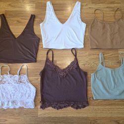 6 Women's Crop Tops Bralettes Mixed Brands S M