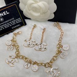 Custom cc White Earrings And bracelet Set
