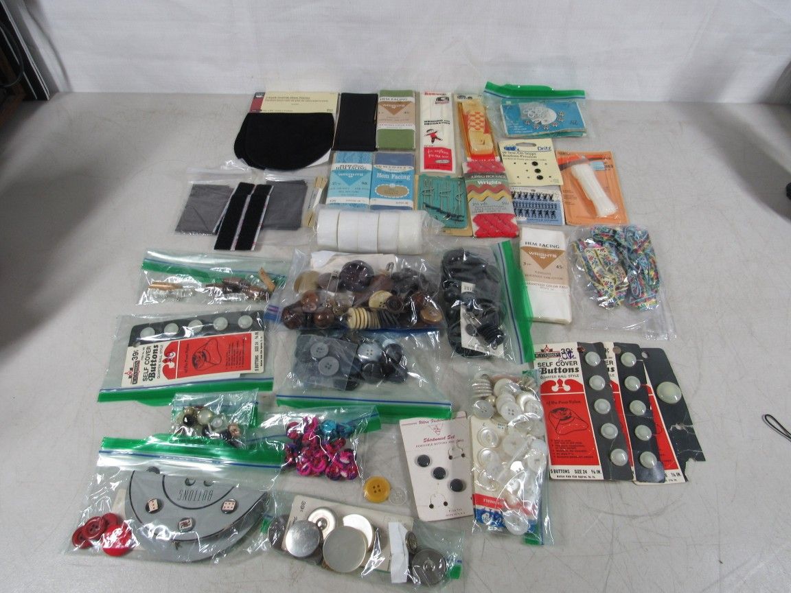 Sewing Buttons Snaps Hem Facing & Misc. Crafting Supplies-New & Used
