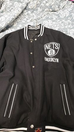 Men's Brooklyn Nets JH Design Black/Gray Reversible Wool & Poly-Twill Full-Snap Jacket