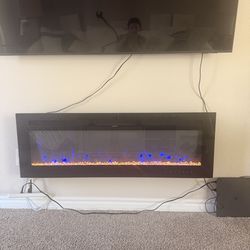 Wall Heating Fireplace with Adjustable LED lights and colors