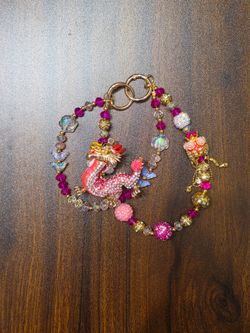 Pink traditional chinese dragon bag chain