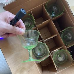 6 Uranium Glass Sherbert Cups 