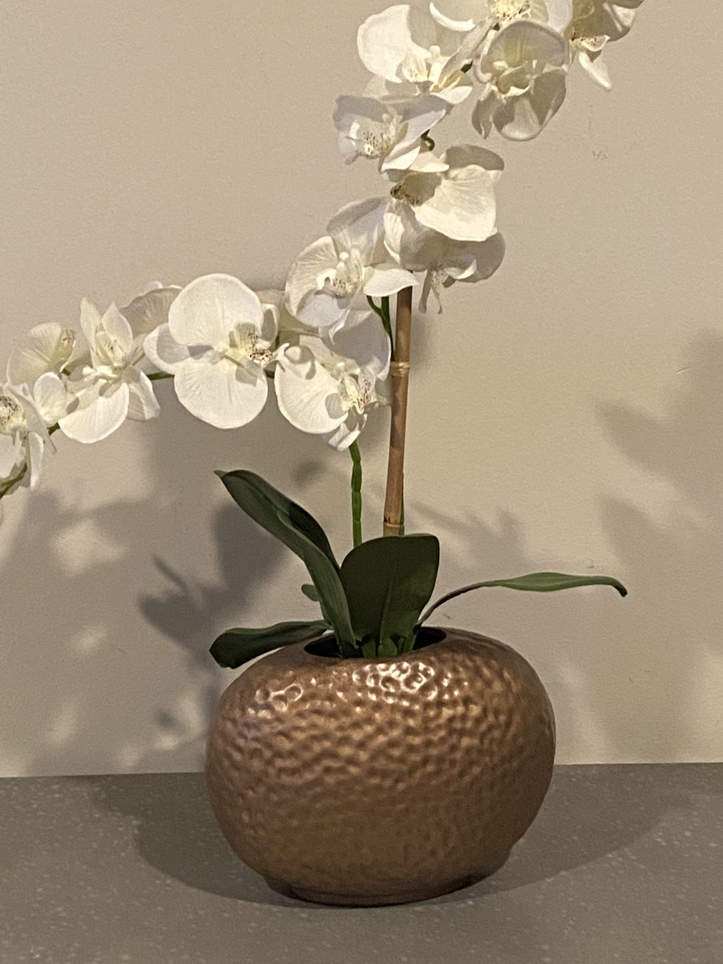 Modern Silk Flowers Arrangement In The Hammered Copper Pot H32”