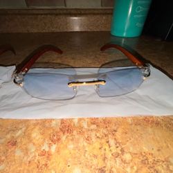 Blue Rimless Buffalo Wood Frames