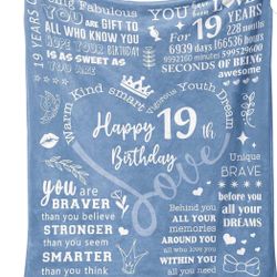 19th Birthday Decorations Blanket, Gifts for 19 Year Old Female, 19th Birthday Gifts for Girls, Best 19th Birthday Gift, 19th Birthday Gift Ideas (50"