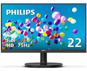 PHILIPSw 22" Thin Frame Monitor Full HD 1920 x 1080 75Hz Eye Care HDMI VGA VESA