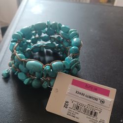 Beaded turquoise Coil Bracelet 
