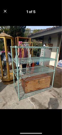 4-Tier Green Wire Shelving Unit