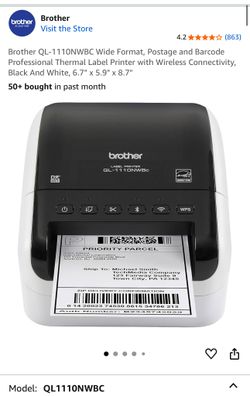 BrotherĀ® QL-1110NWB Label Printer