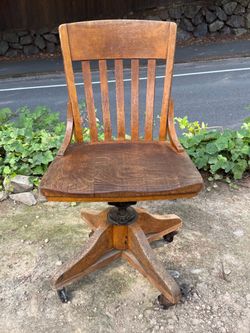 Antique P. Derby and Company Oak swivel desk, Chair Gardner mass.