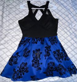 Black and Blue Floral Skater Dress