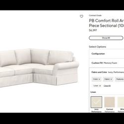 PB comfort slip covered L shape sectional