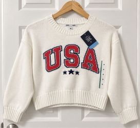Grapps Basics USA Knit Crop Sweater Size M
