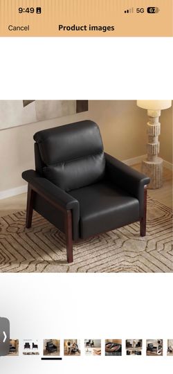 Set of 2 faux black leather chairs