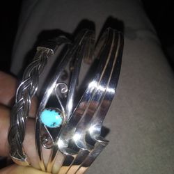 3 Silver Bracelet.1970 .real Silver.over 30 Gram Of Silver