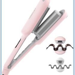 Curling Iron Hair Crimper Waver - TYMO ROVY Beach Waves Curling Wand, Ionic Deep Waver Hair Curler Tool with Ceramic 3 Barrel for Women, Dual Voltage,