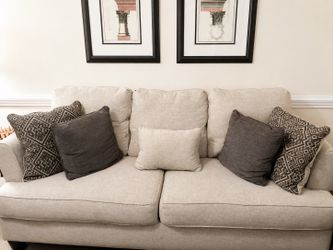 Ashley Furniture Alcona Sofa – 95” Linen Beige Couch