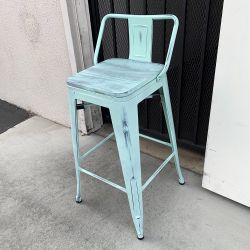 New in Box $20 (Light Blue) Metal Wooden Bar Stools w/ Backrest  26” Seat Height for Kitchen Counter Top Barstool 