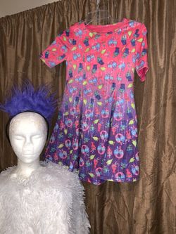 Trolls dress and headband Halloween costume size 10–12